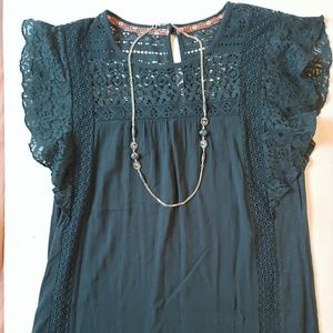 Boho Knox Rose Green Top sz xs